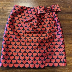 J.CREW Bow Wrap Skirt In Jackquard Hearts Size 00